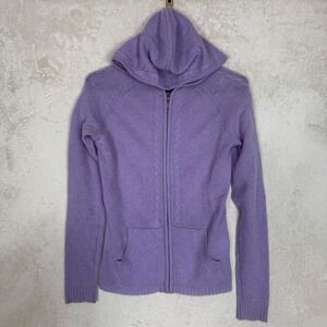 Apt 9 Womens 100% Cashmere Lavender Purple Cable Knit Full Zip Hoodie Sweater S